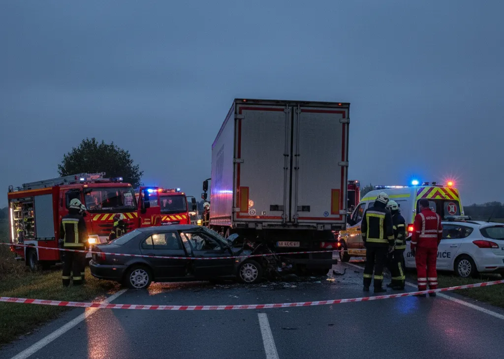 voiture heurte l’arrière d’un camion sur la RN488