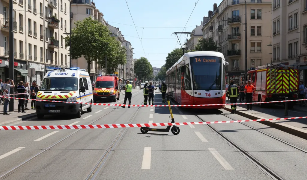quinquagénaire en trottinette sérieusement blessé après un choc avec le tram T4