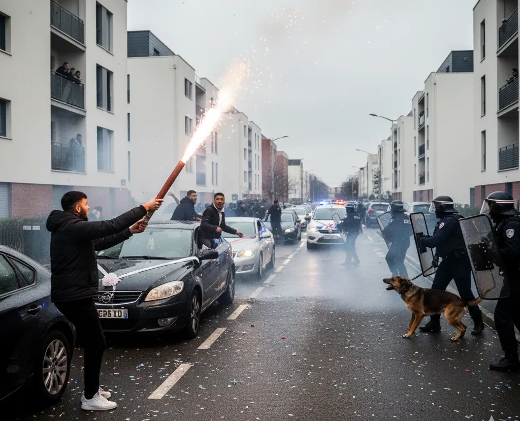 cortège de mariage dégénère à Rillieux-la-Pape